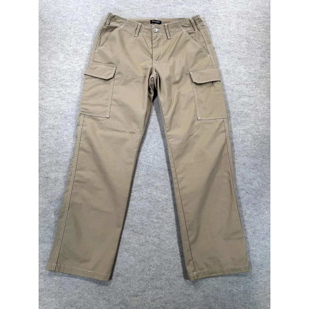 True Religion Cargo Pants Mens 32 Beige Cotton Straight Leg Hiking Flap Pockets